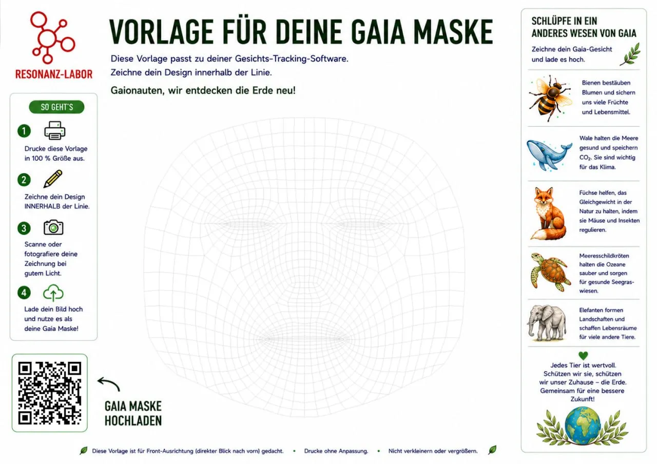 Die Vorlage für deine Gaia-Maske: eine Gesichts-Vorlage mit Anleitung und Tier-Ideen